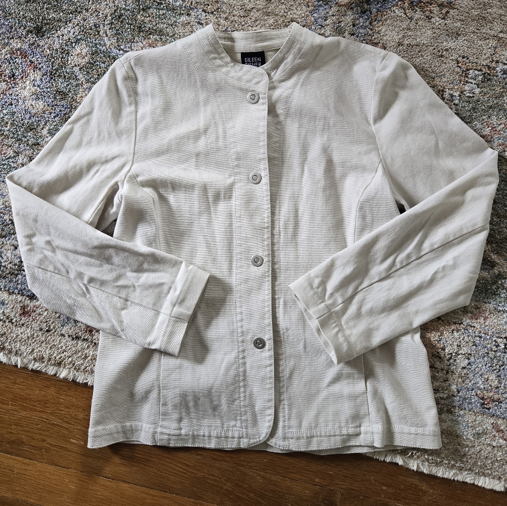 Eileen Fisher Lightweight Cotton Jacket Ivory XS